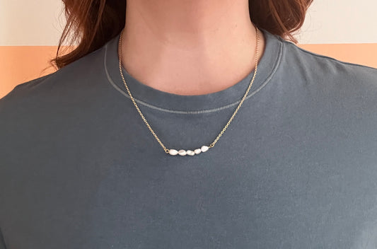 Dainty Pearl Bar Necklace