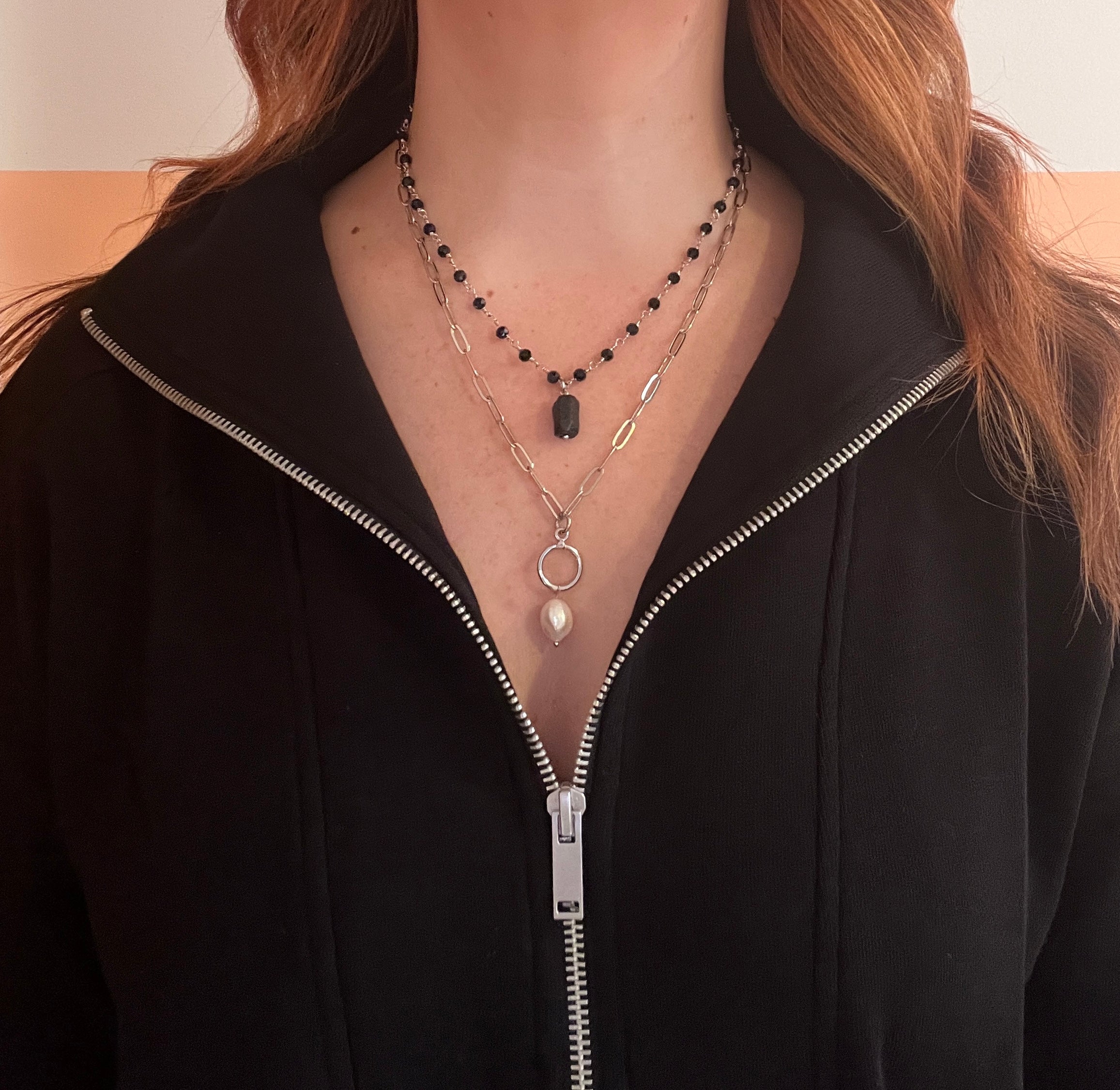 Tourmaline and Pearl Layered Necklace
