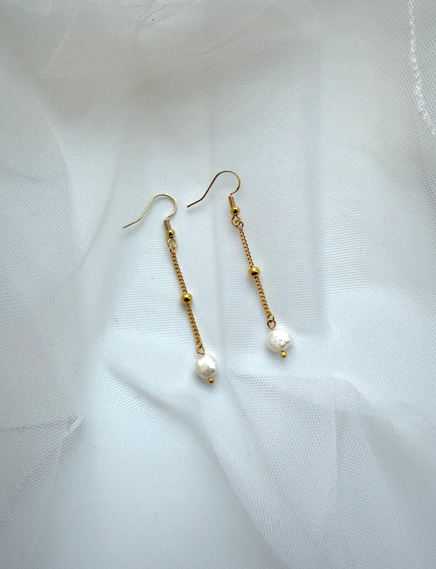 Pearl Dangle Chain Earrings