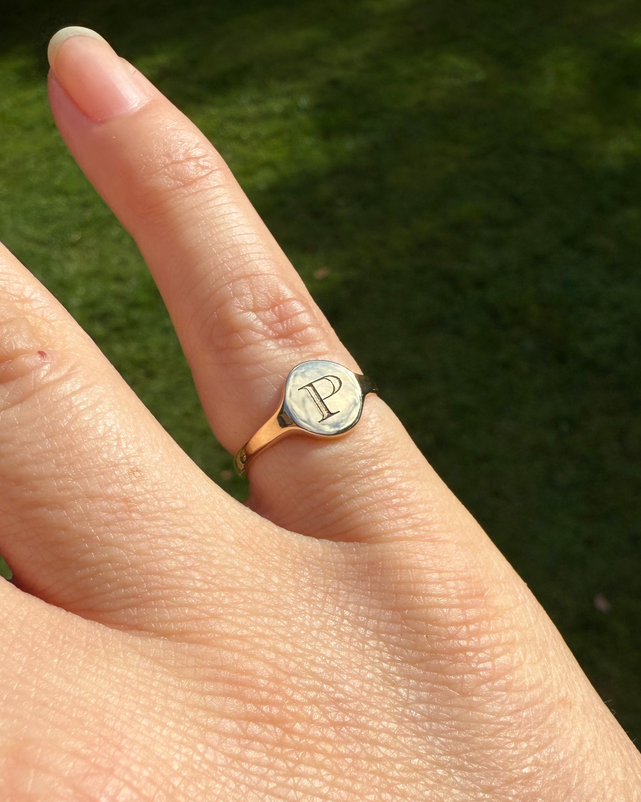 The Petite Signet with Initial (Gold)