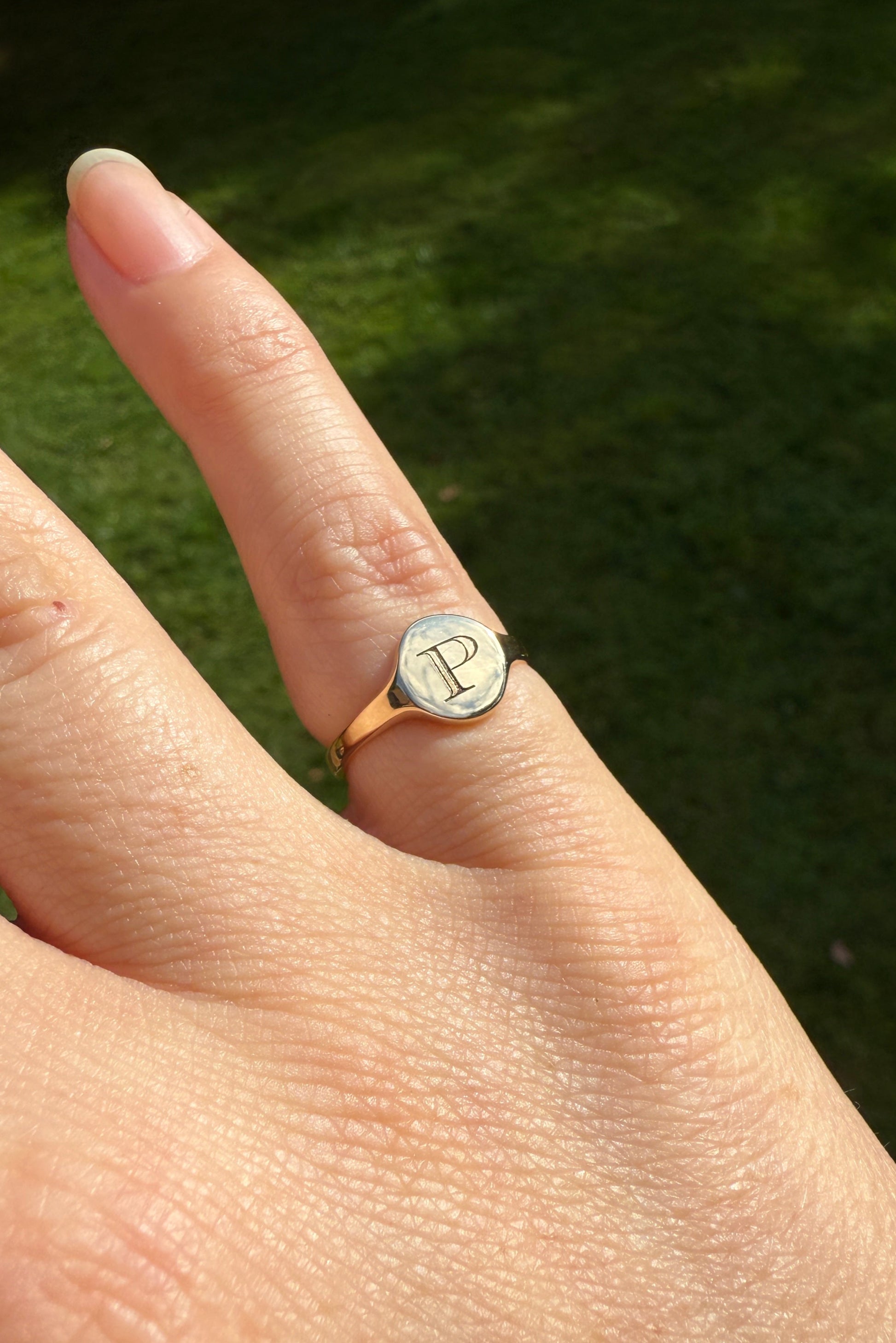 The Petite Signet with Initial (Gold)