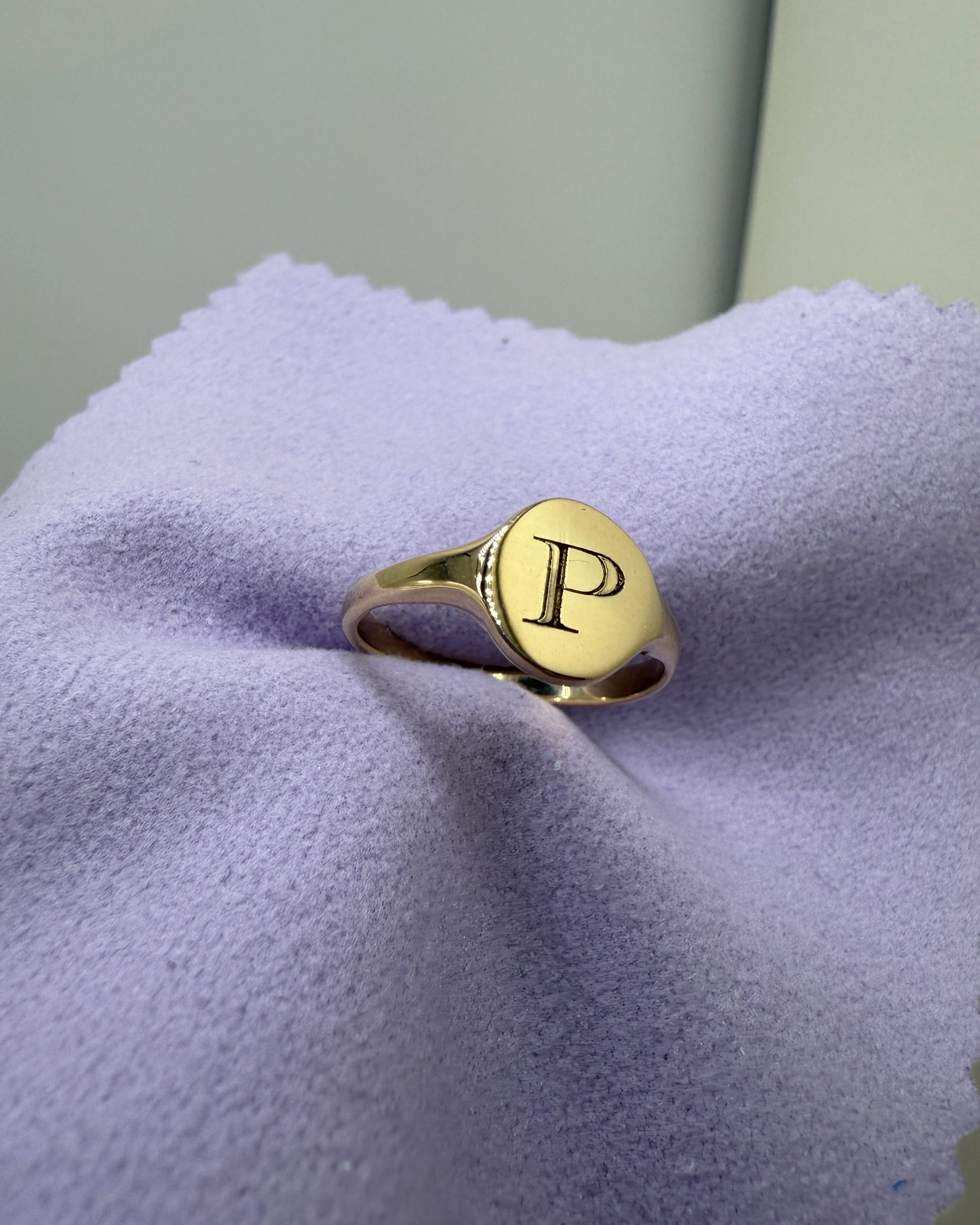 The Petite Signet with Initial (Gold)