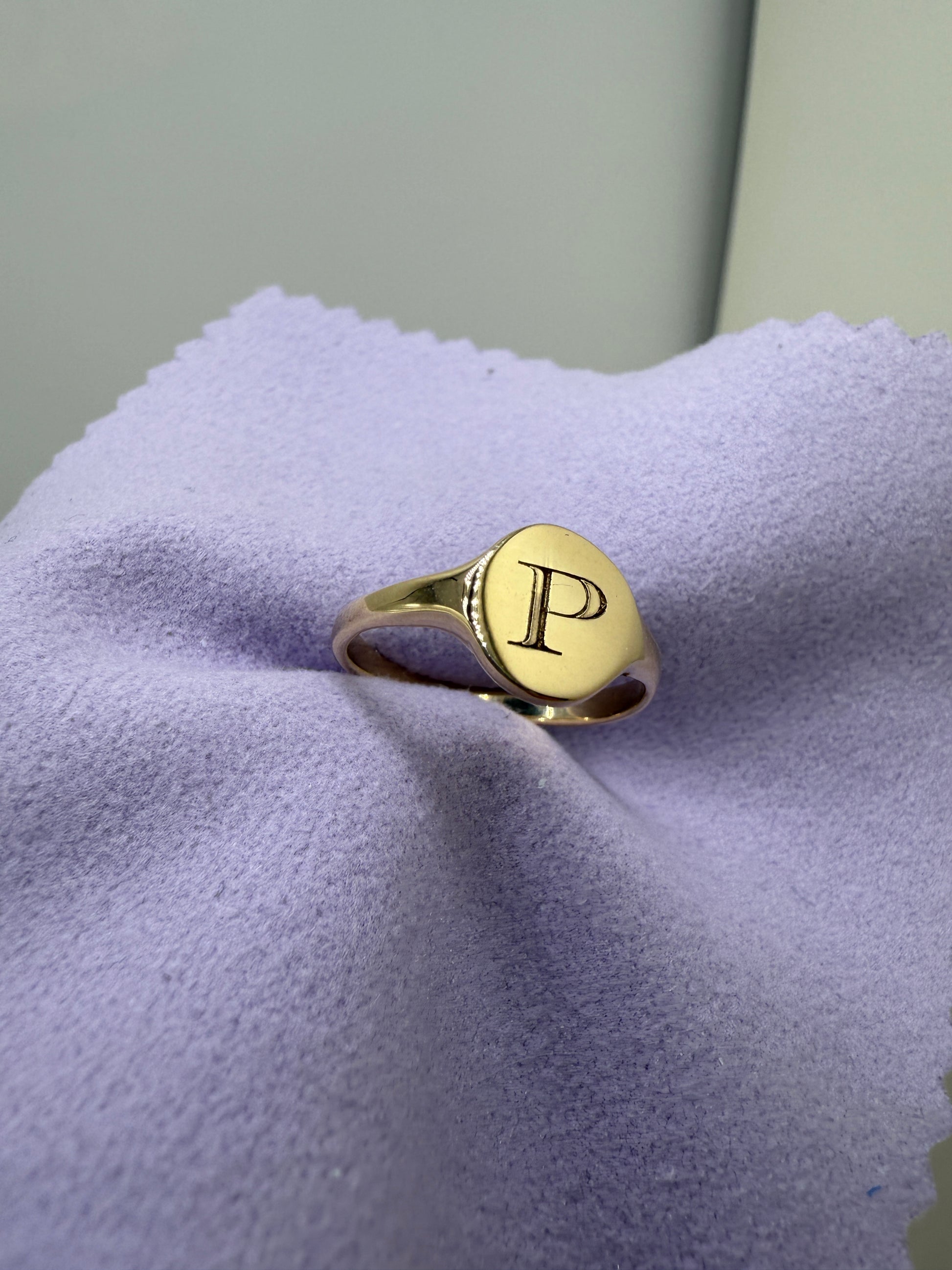 The Petite Signet with Initial (Gold)