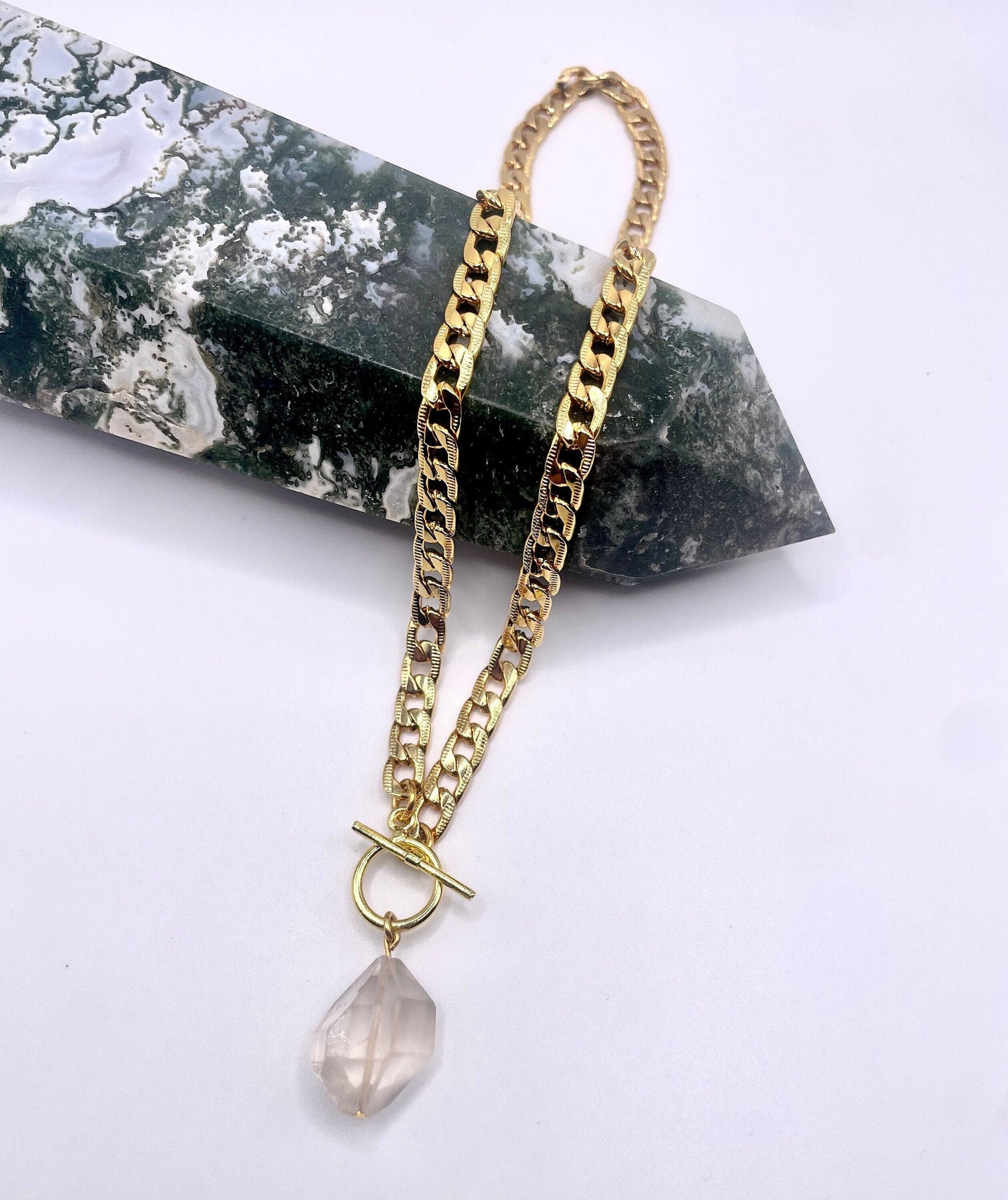 Chunky Quartz Necklace (Gold Plated)