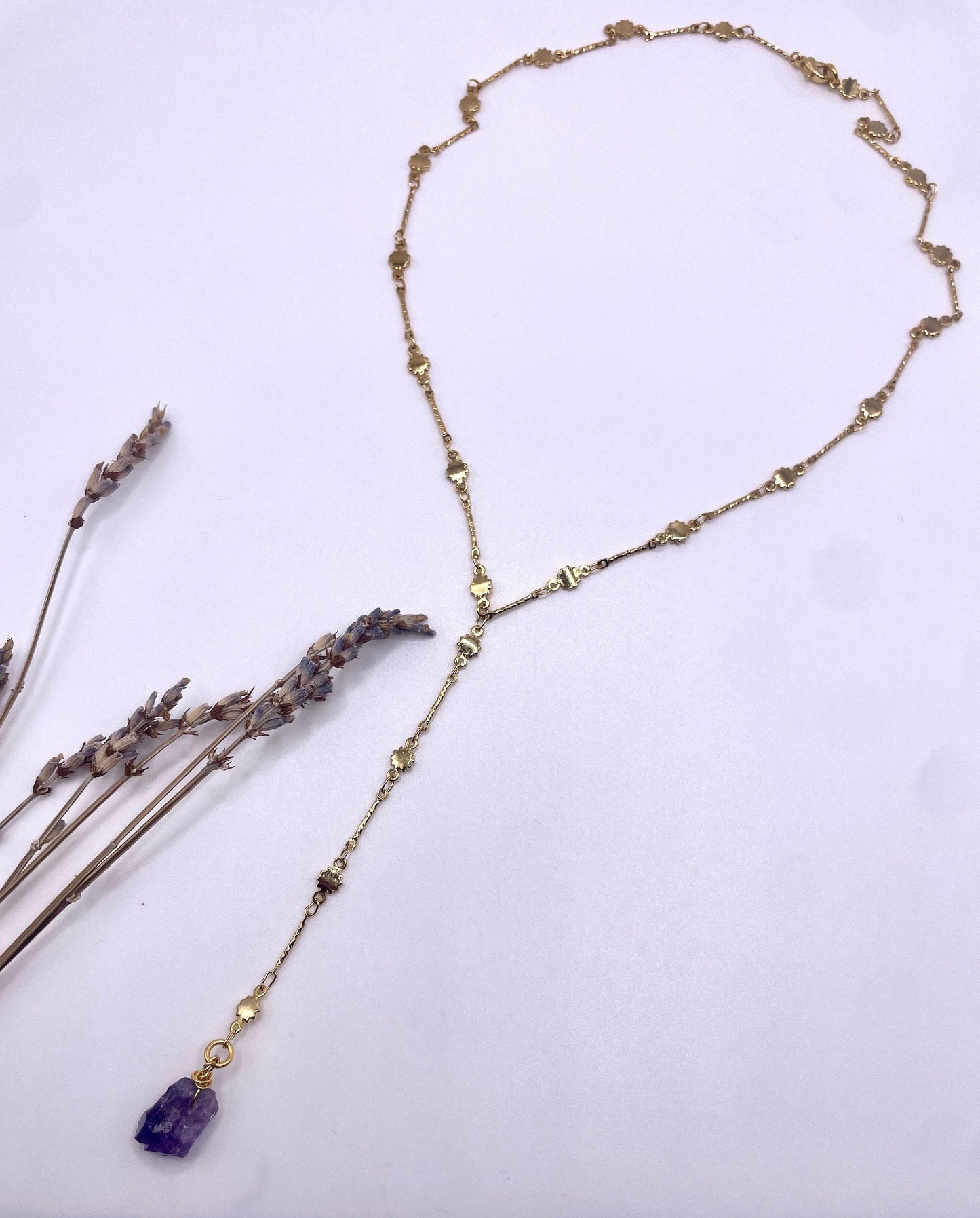 Amethyst Lariat Necklace