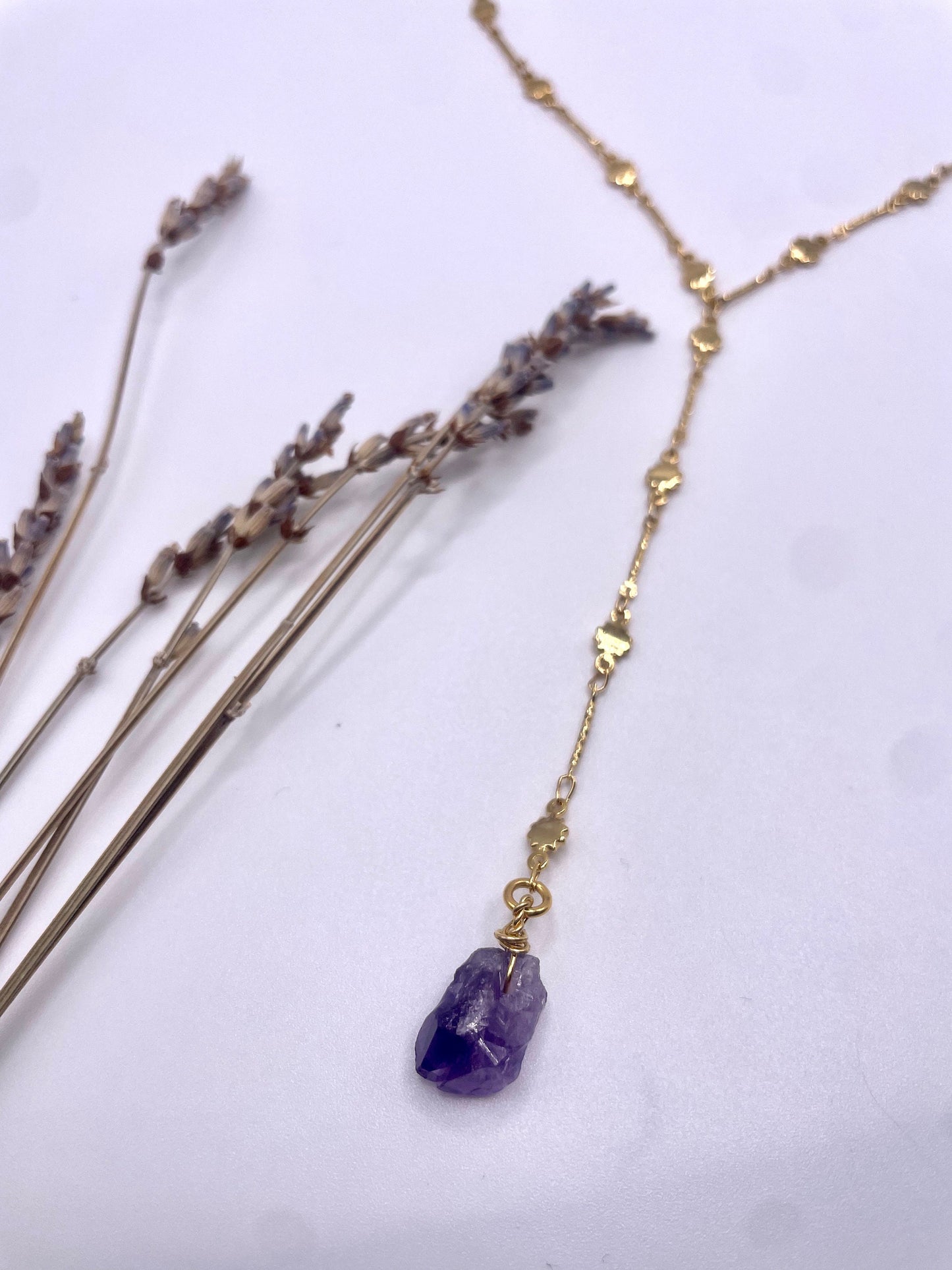 Amethyst Lariat Necklace