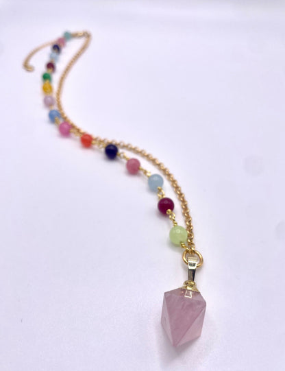 Rose Quartz Rainbow Necklace