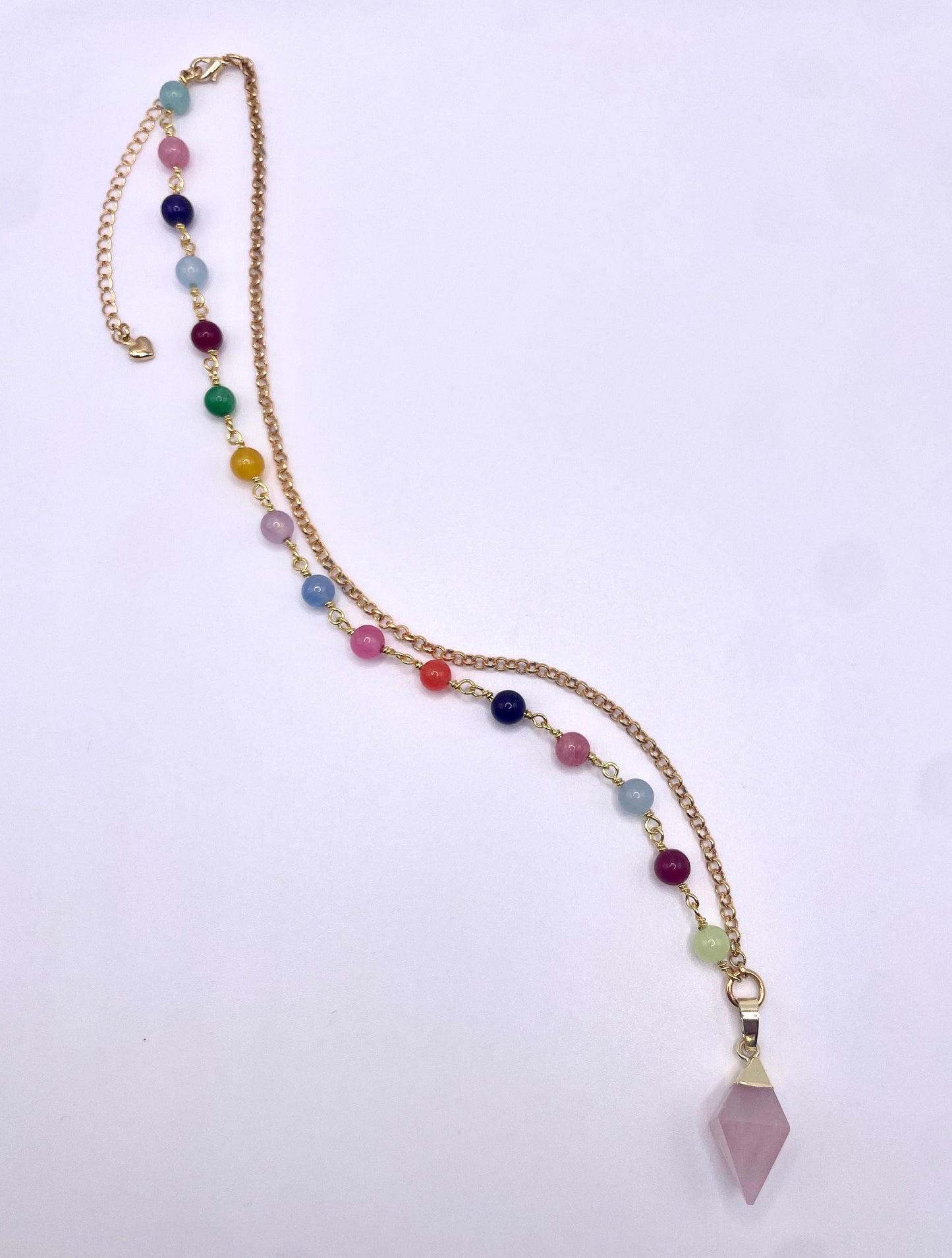 Rose Quartz Rainbow Necklace