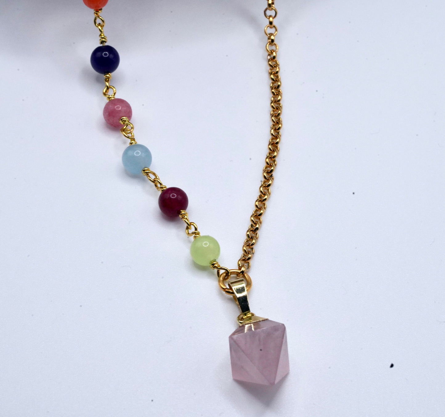 Rose Quartz Rainbow Necklace