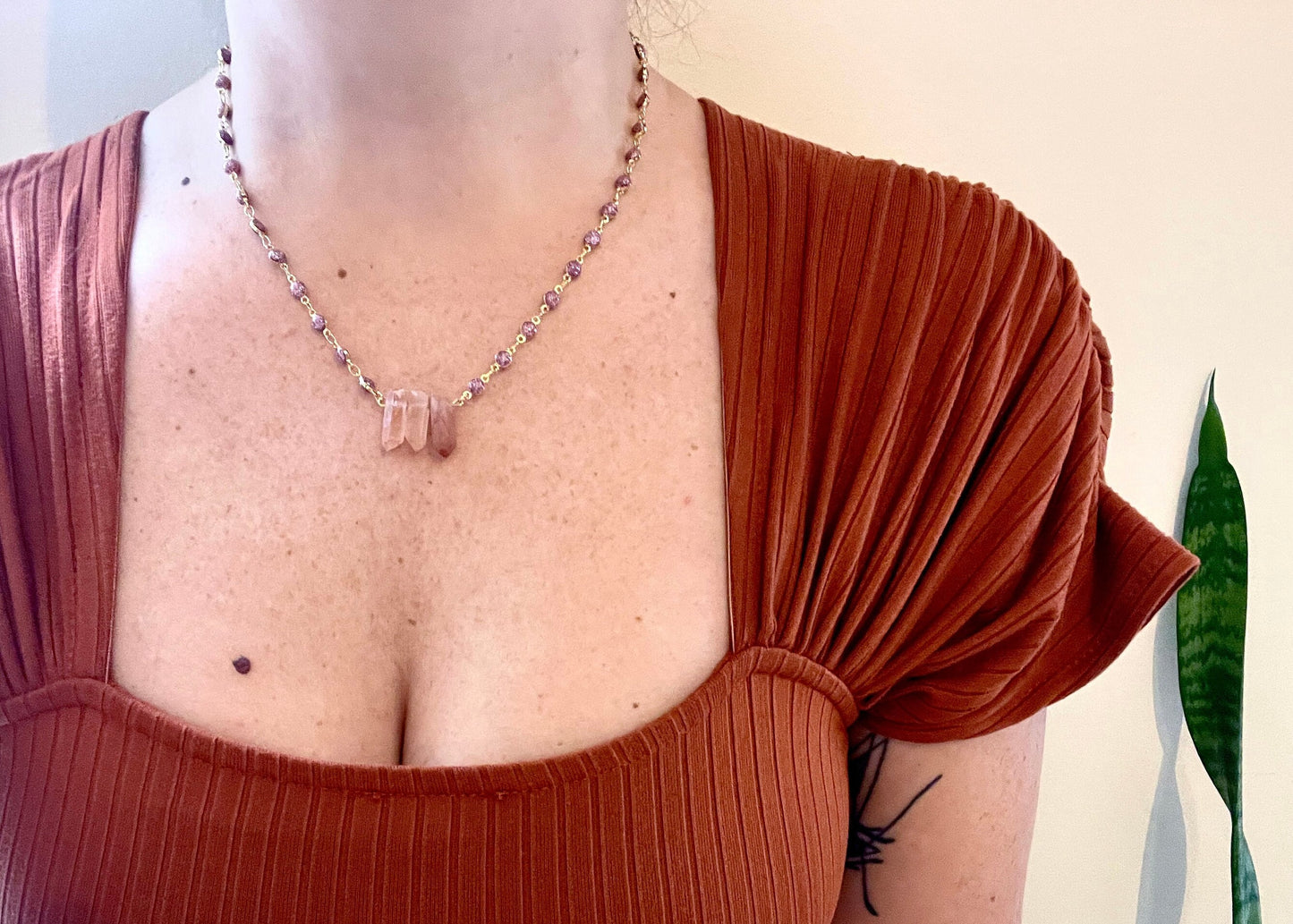 Peach Quartz Necklace