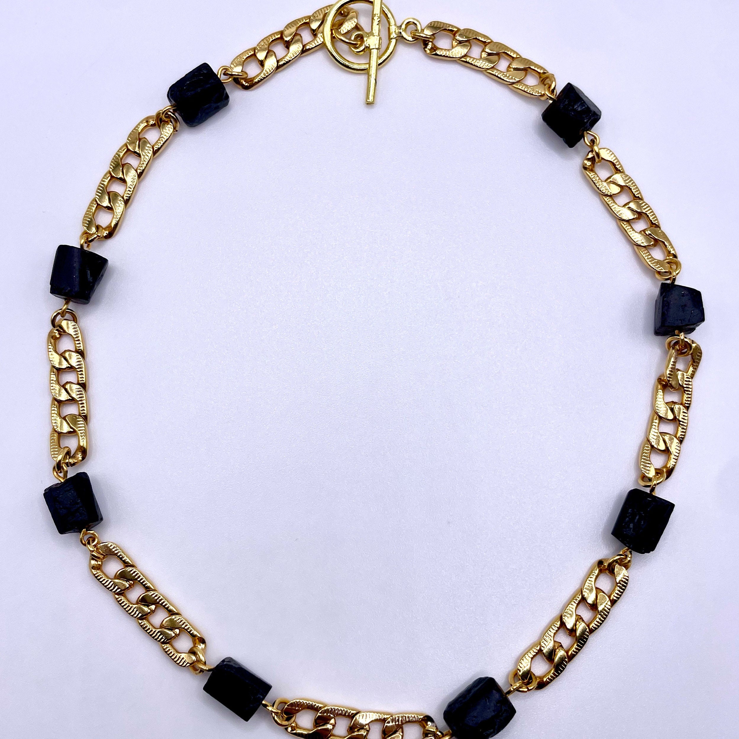 Black Tourmaline Curb Chain Necklace
