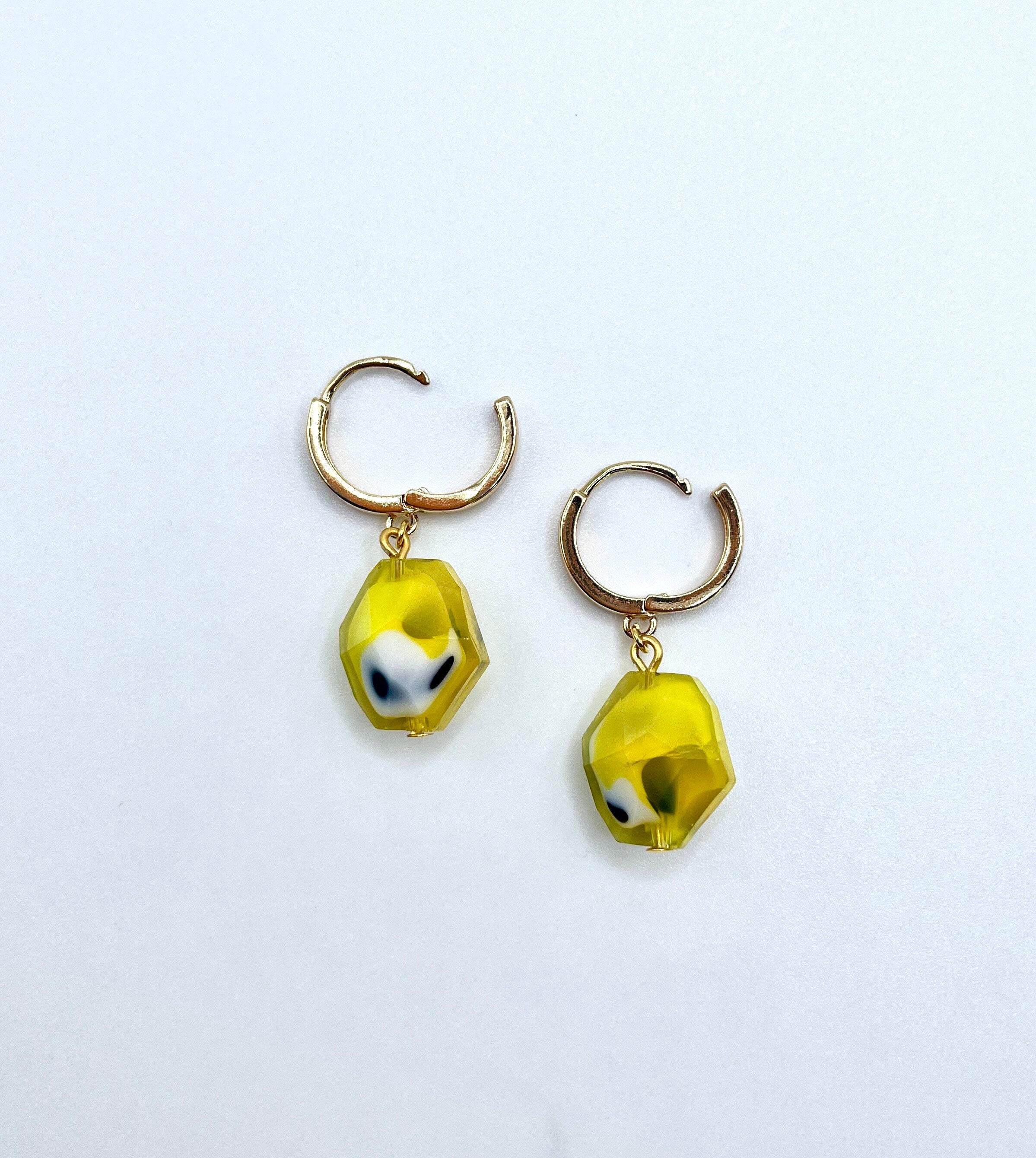 Yellow Huggie Earrings