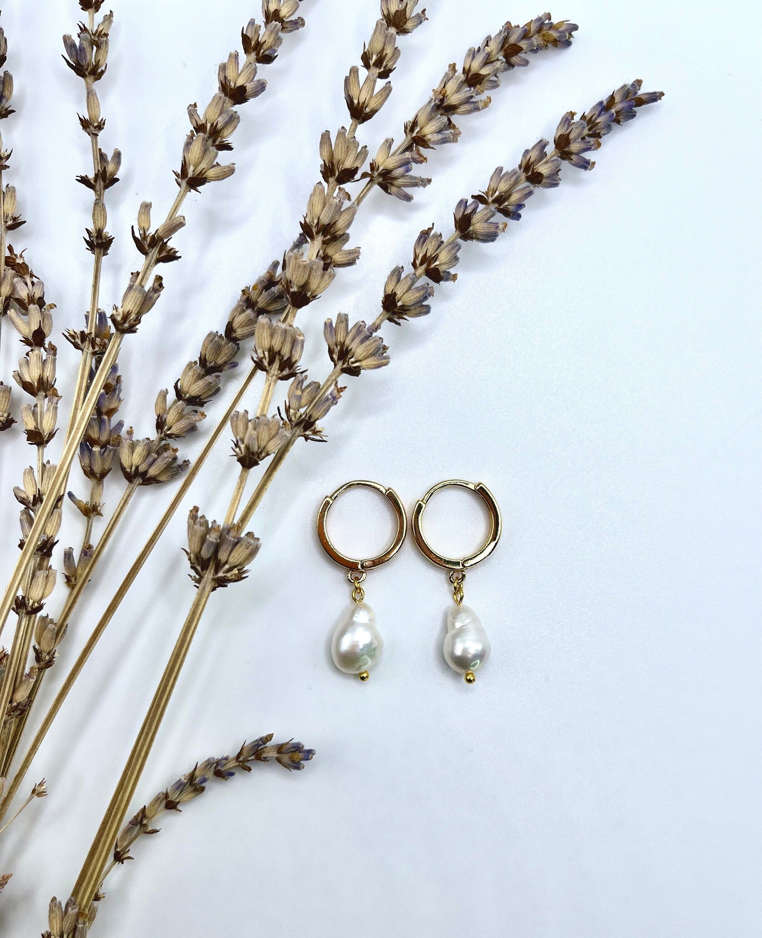 Pearl Huggie Earrings (Gold Plated)