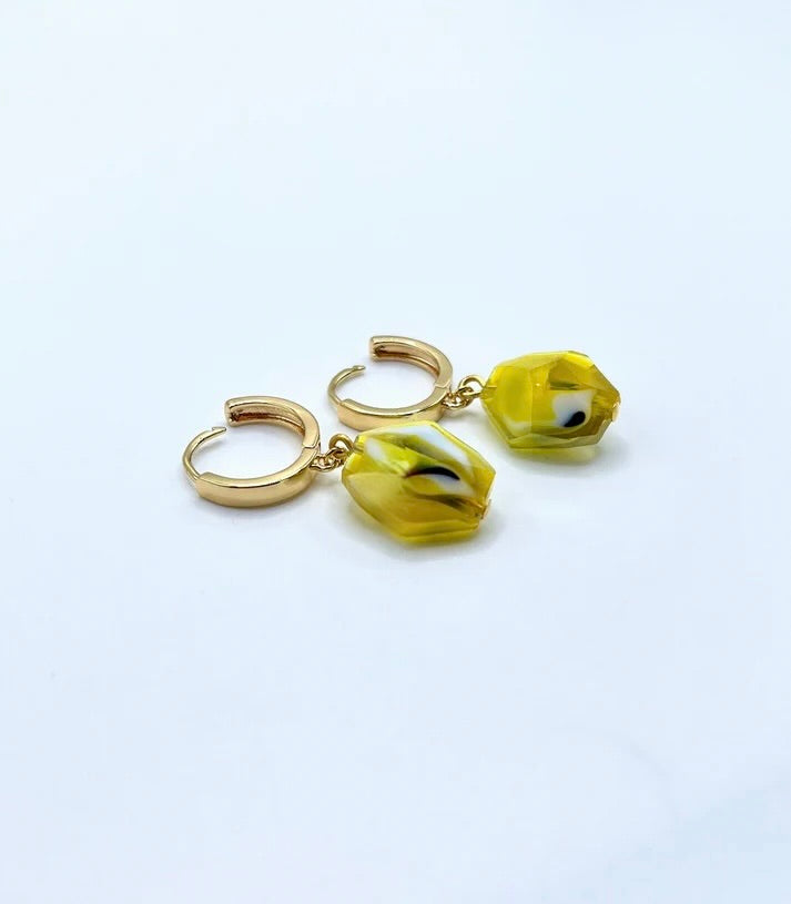 Yellow Huggie Earrings