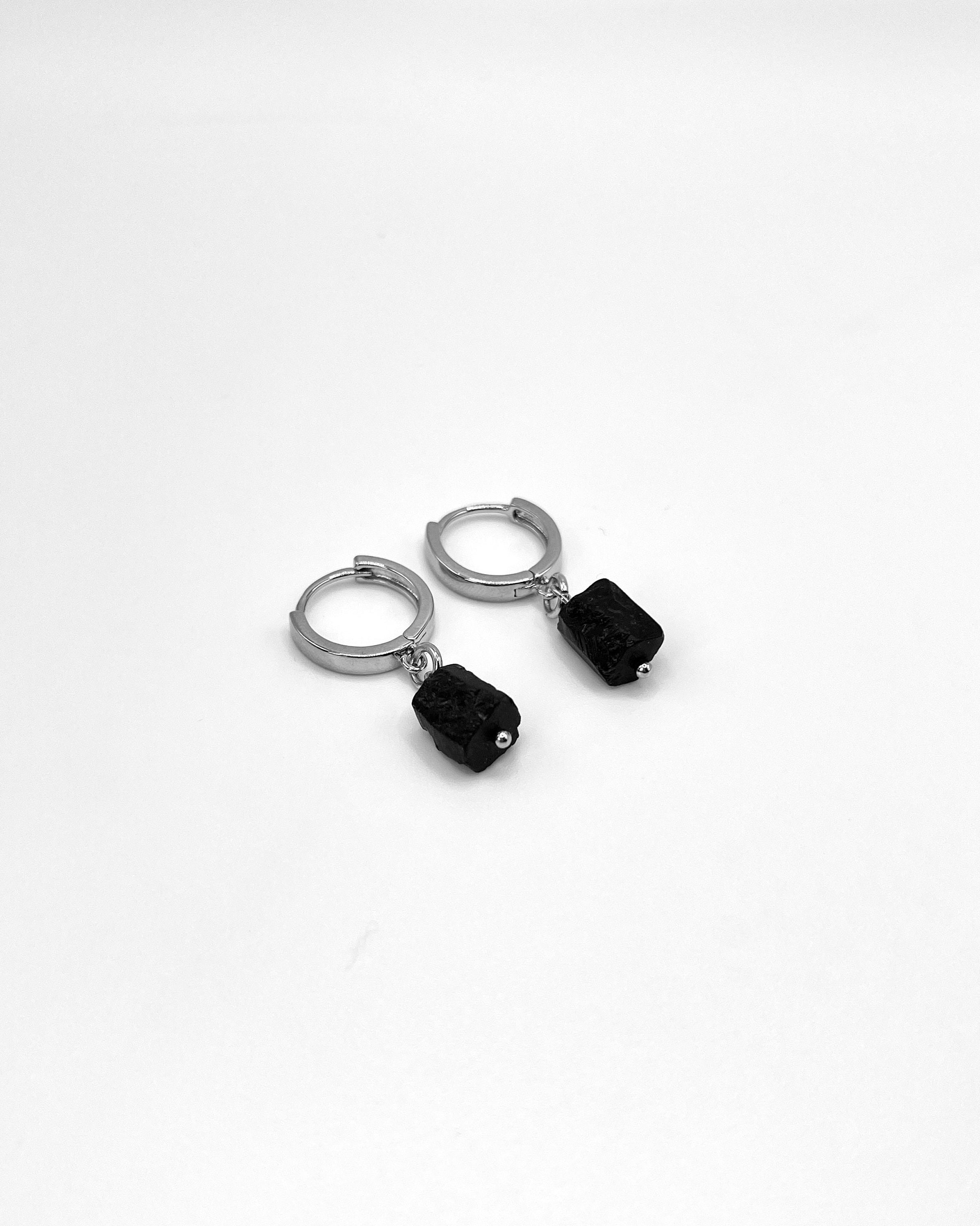 Tourmaline pendant hoop earrings
