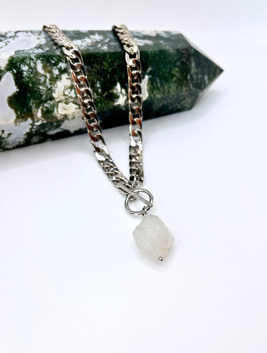 Chunky Quartz Necklace (Silver Plated)