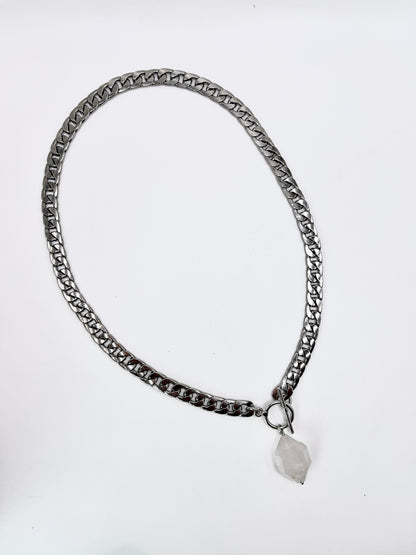 Chunky Quartz Necklace (Silver Plated)