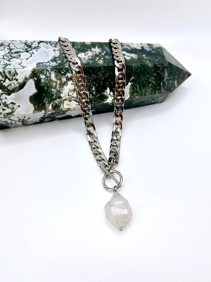 Chunky Quartz Necklace (Silver Plated)