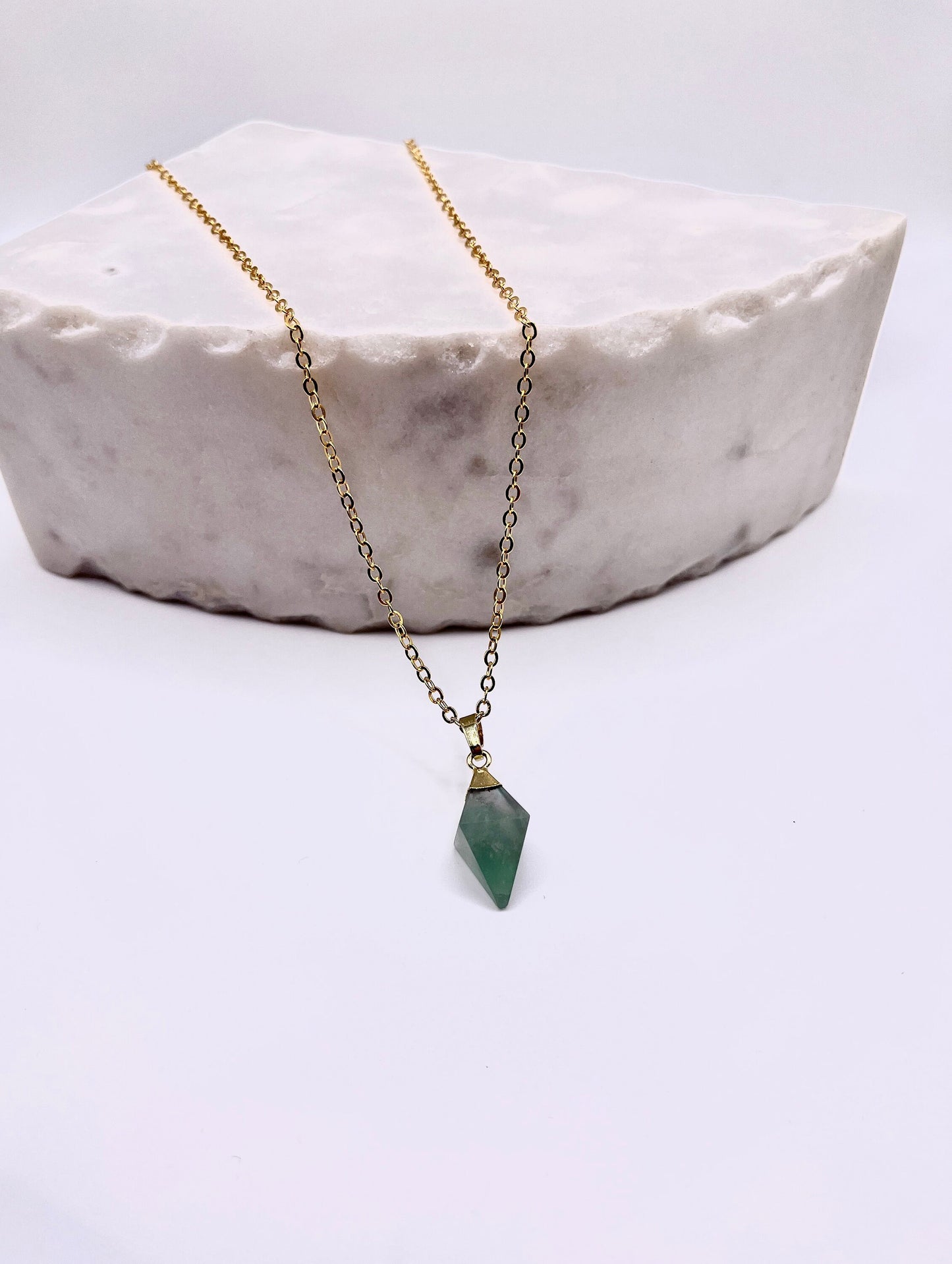 Quartz Pendant Necklace (Green or Pink)