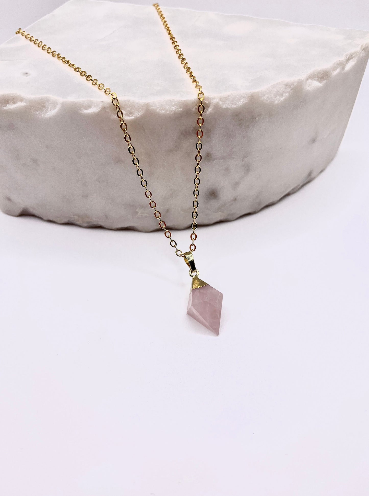 Quartz Pendant Necklace (Green or Pink)