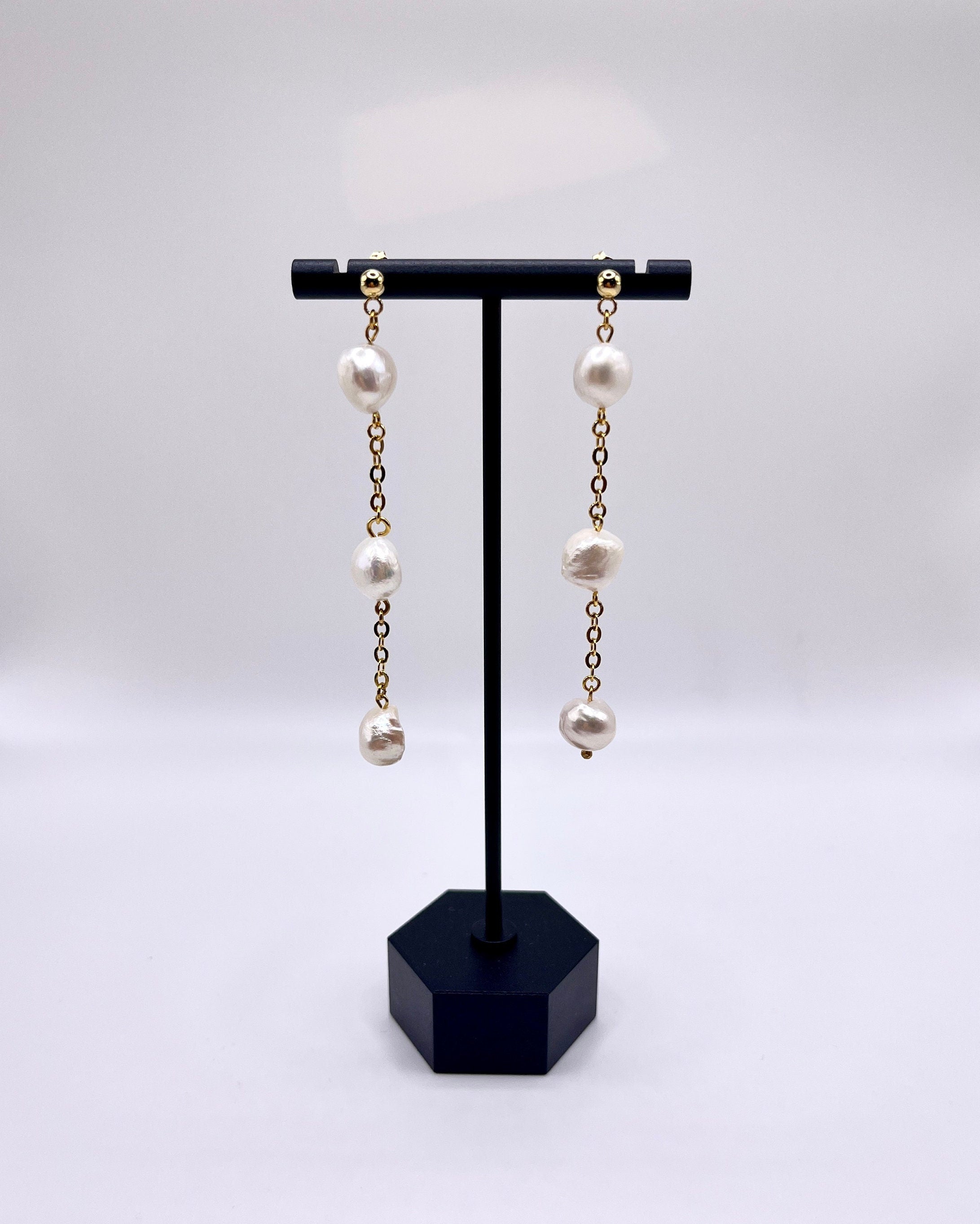 Triple Pearl Drop Earrings