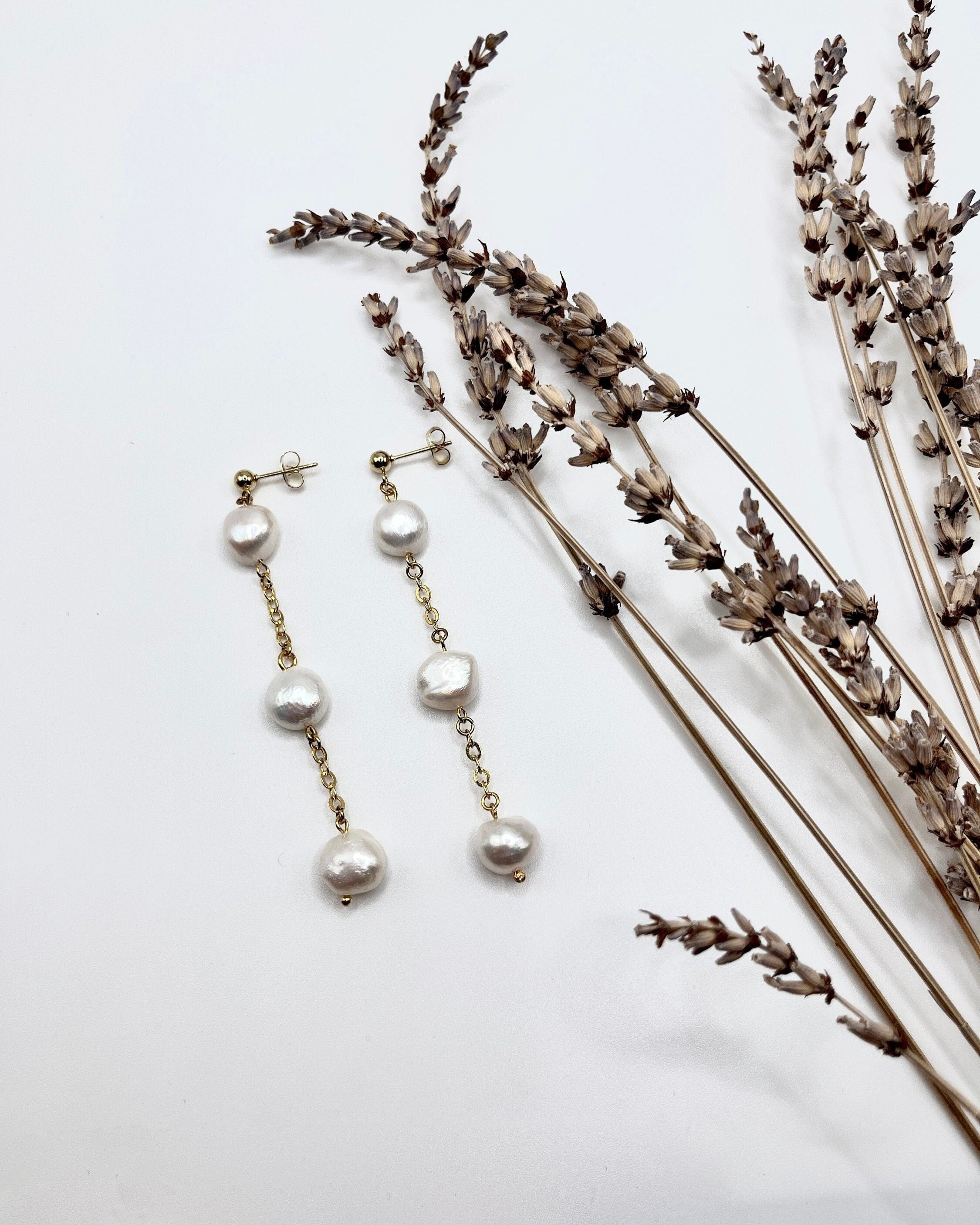 Triple Pearl Drop Earrings