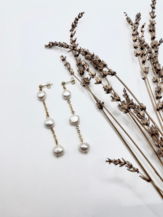 Triple Pearl Drop Earrings