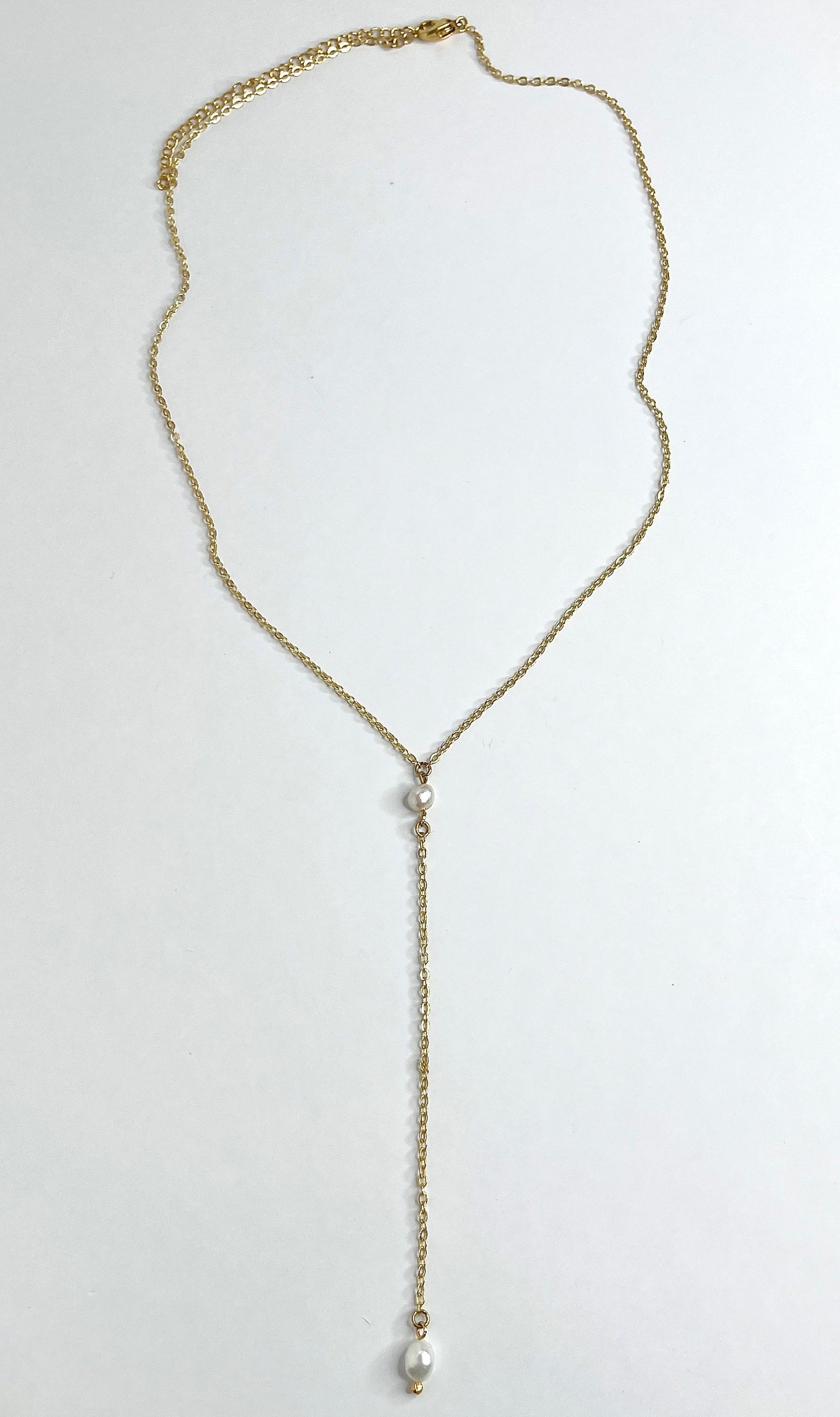 Dainty Pearl Lariat Necklace