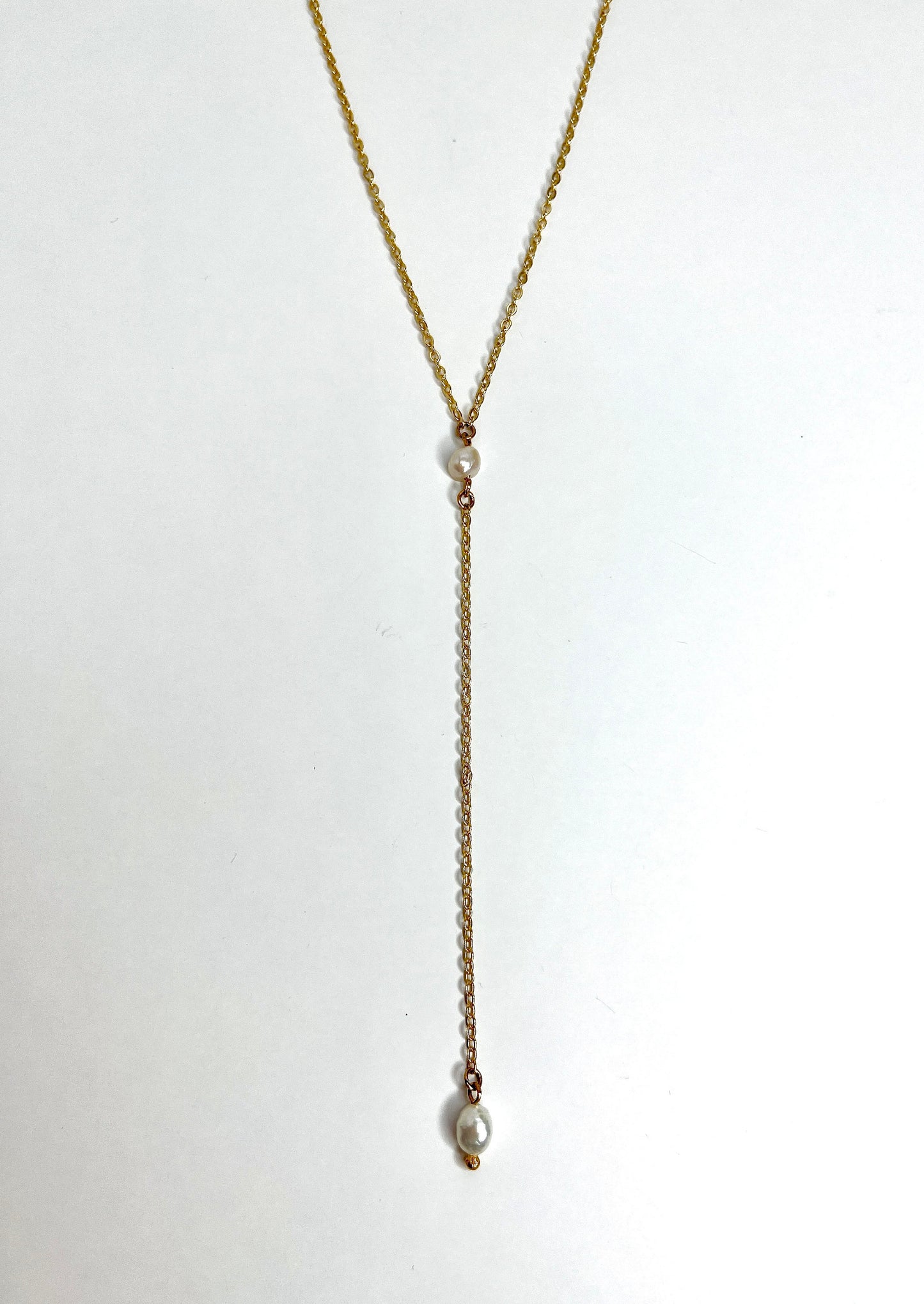 Dainty Pearl Lariat Necklace