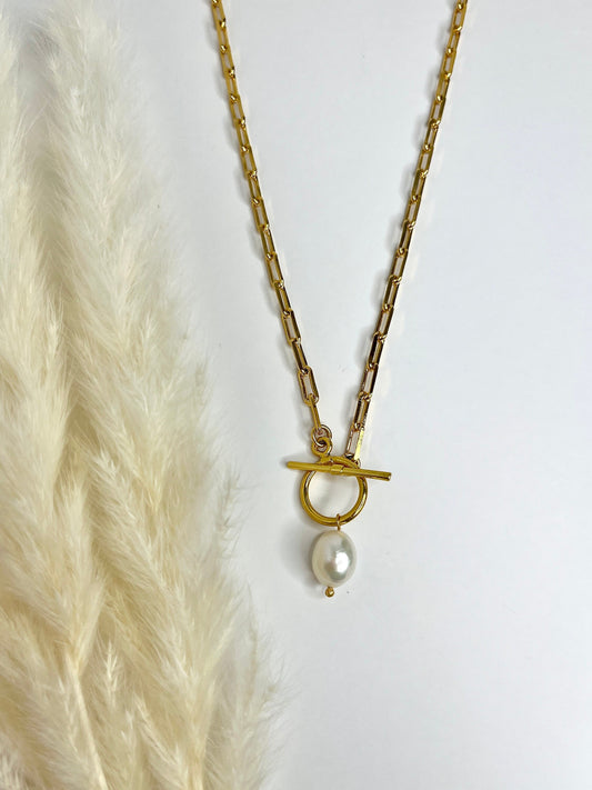 Pearl Charm Necklace (Toggle Clasp)