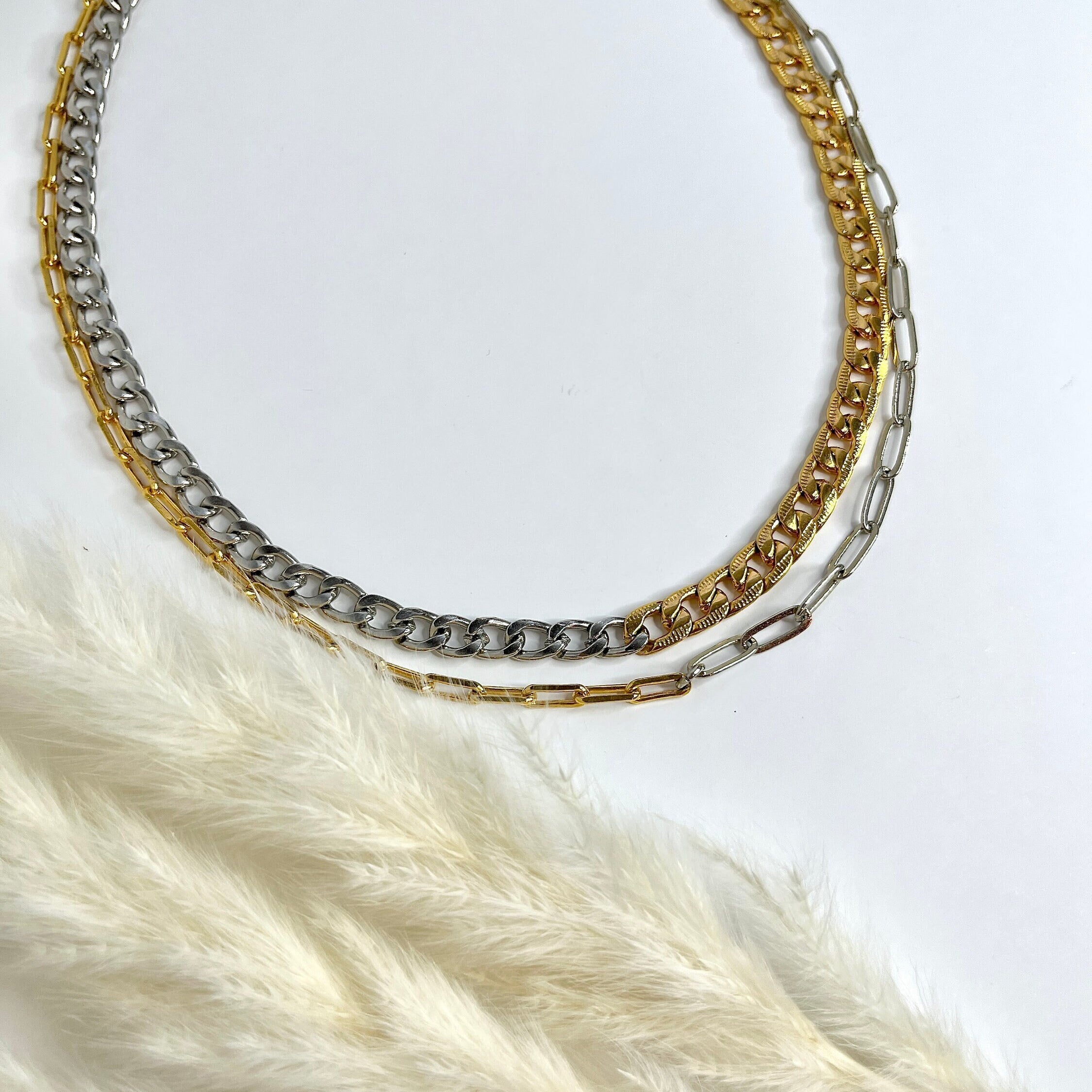 Two-Tone Layered Chain Necklace