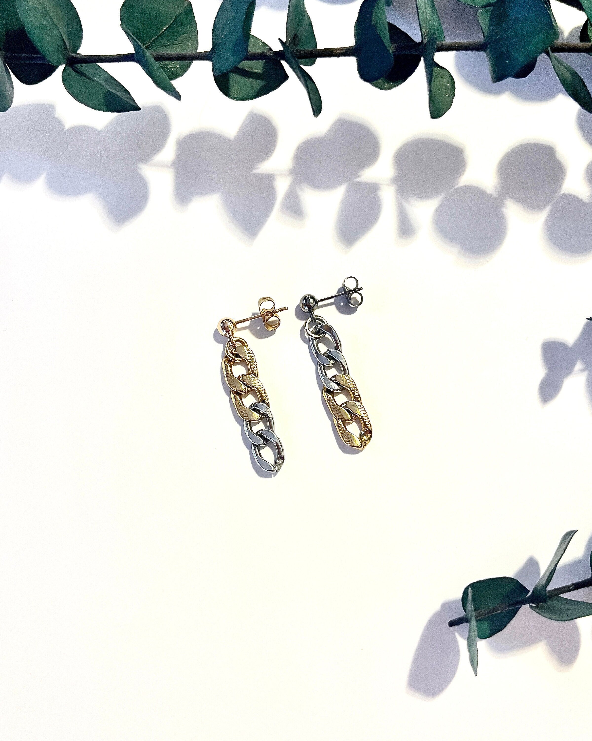Two Tone Chain Earrings