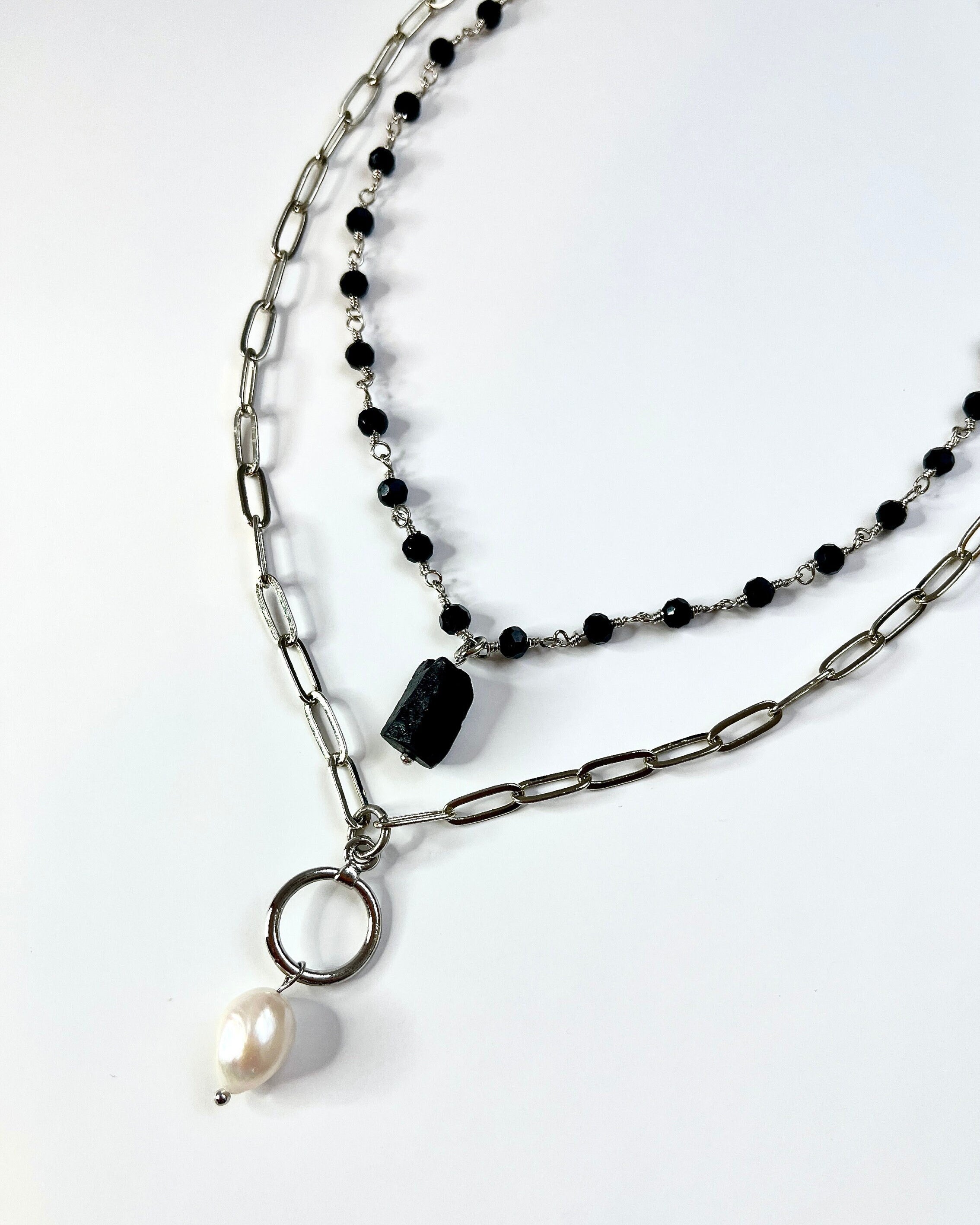 Tourmaline and Pearl Layered Necklace