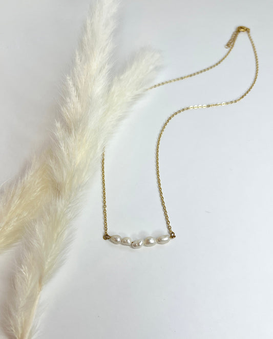 Dainty Pearl Bar Necklace