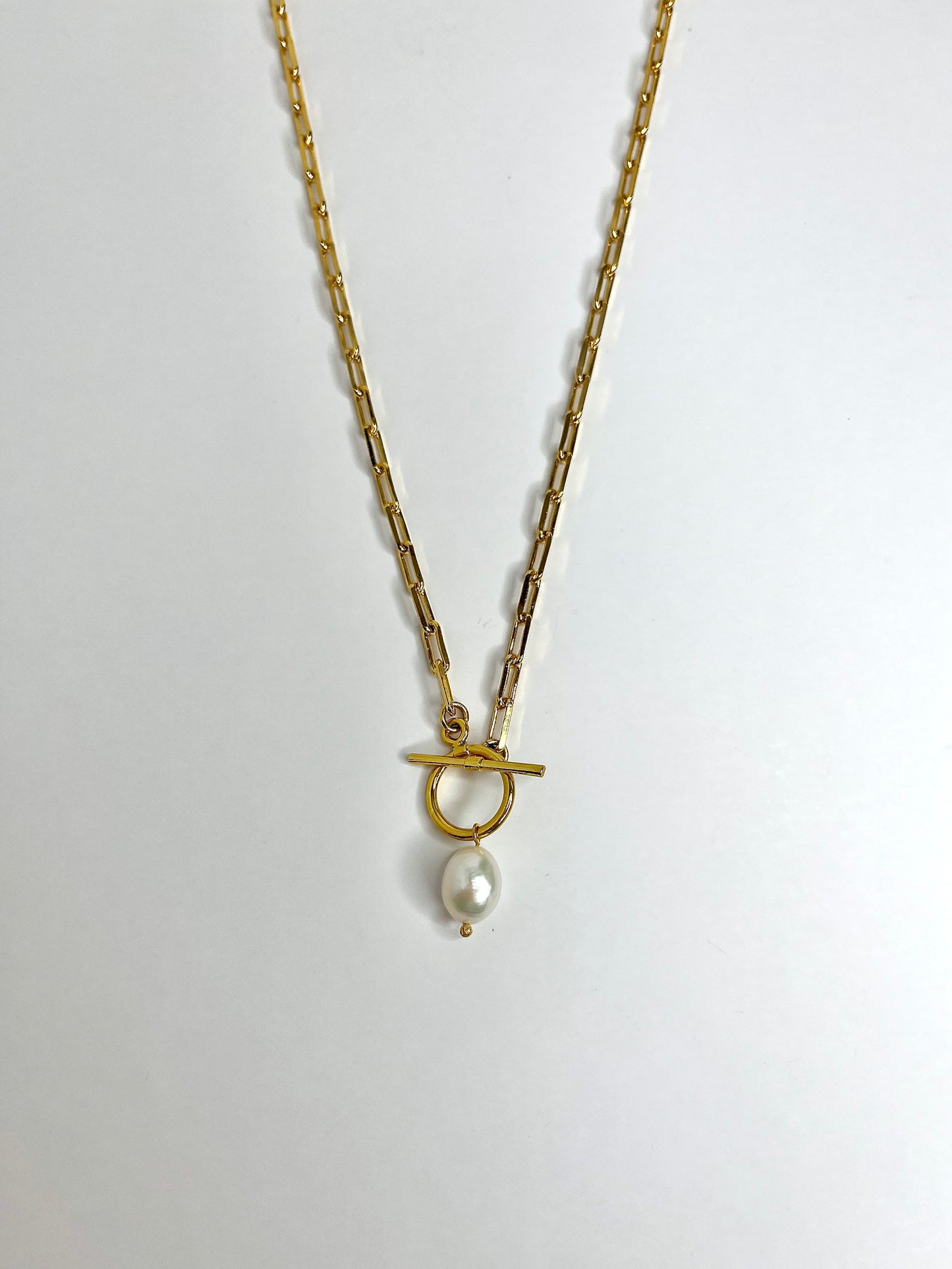 Pearl Charm Necklace (Toggle Clasp)