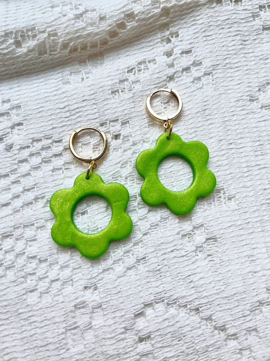 Green Flower Earrings