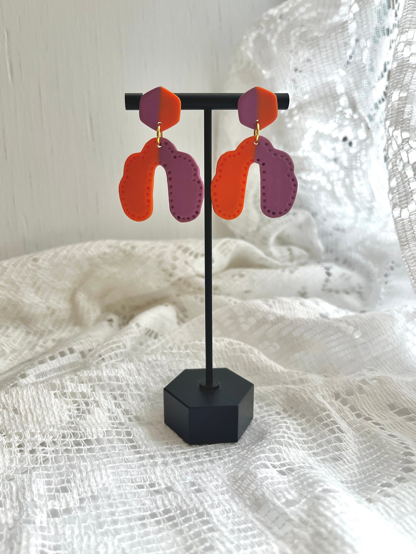 Orange and Purple Arch Earrings