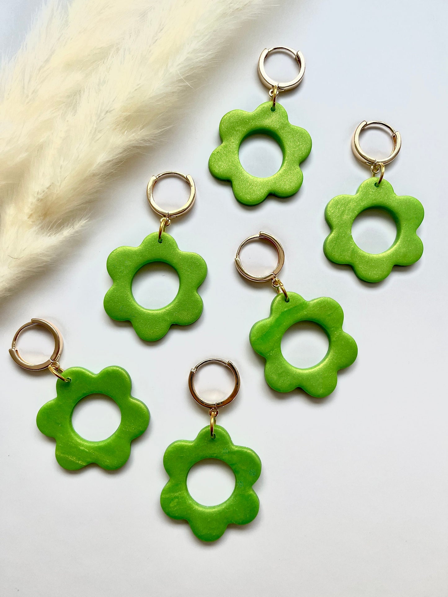 Green Flower Earrings