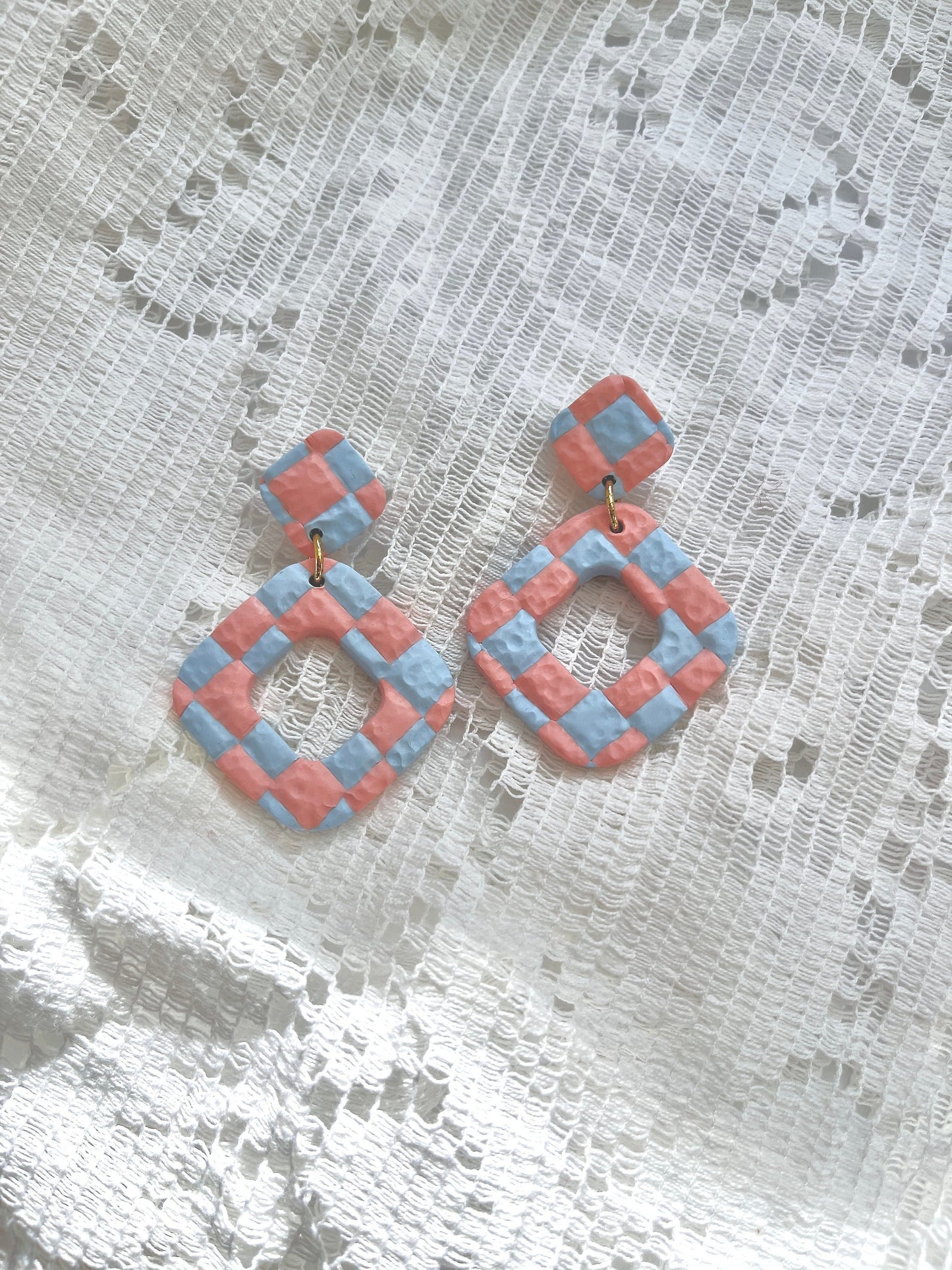 Textured Checkered Earrings