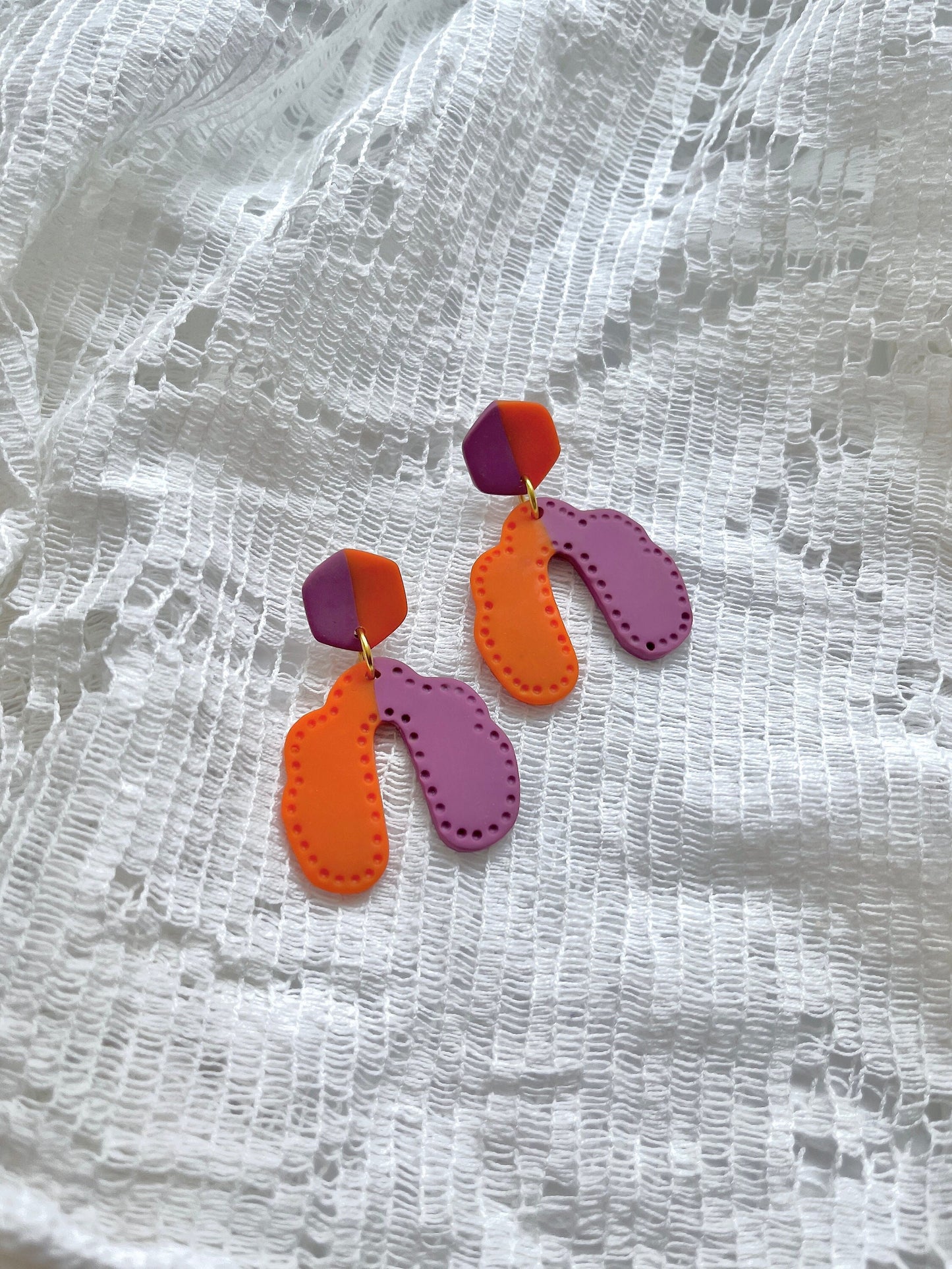 Orange and Purple Arch Earrings